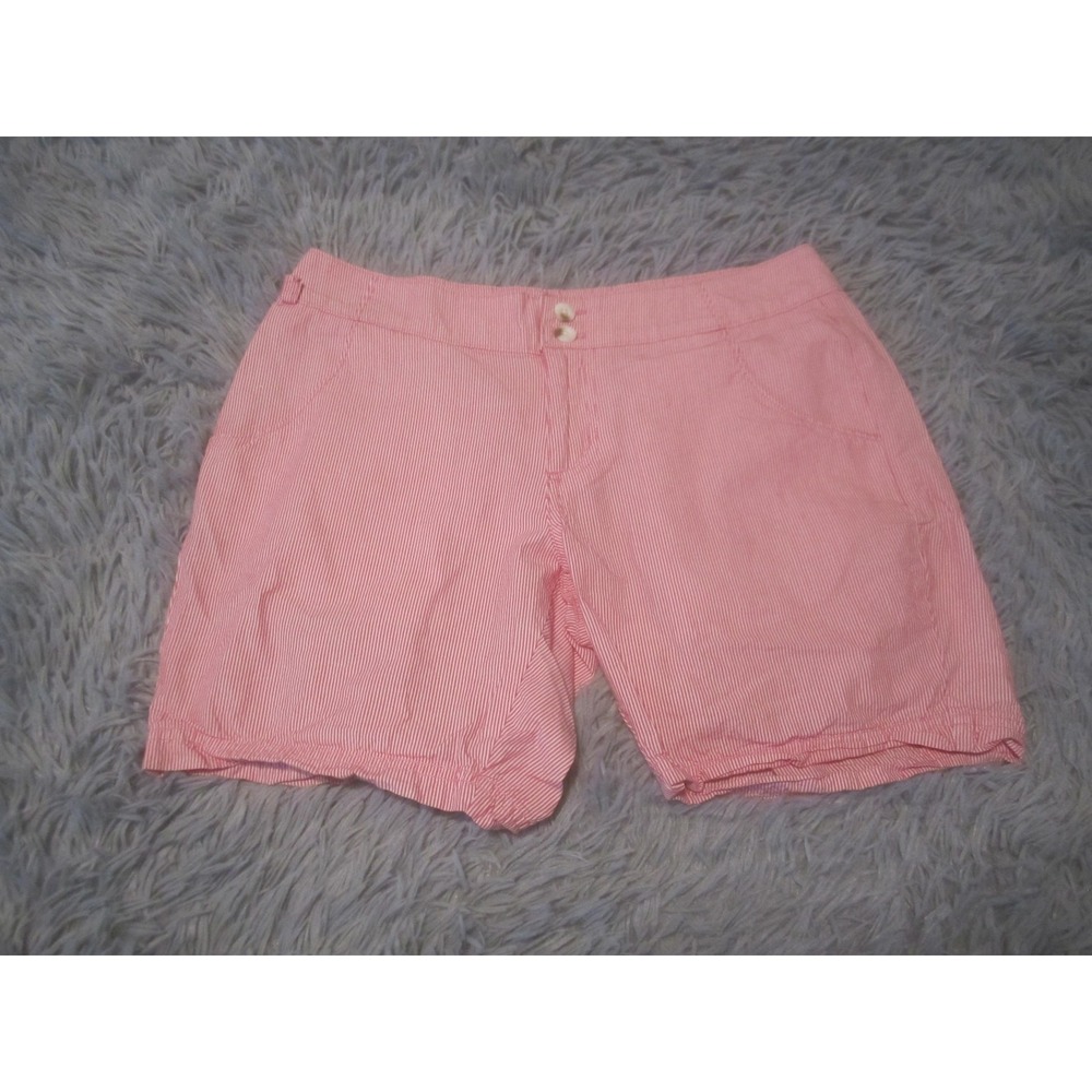 Columbia Shorts Womens 4 Pink Striped Omni-Shade PFG Chino Cotton Summer Casual